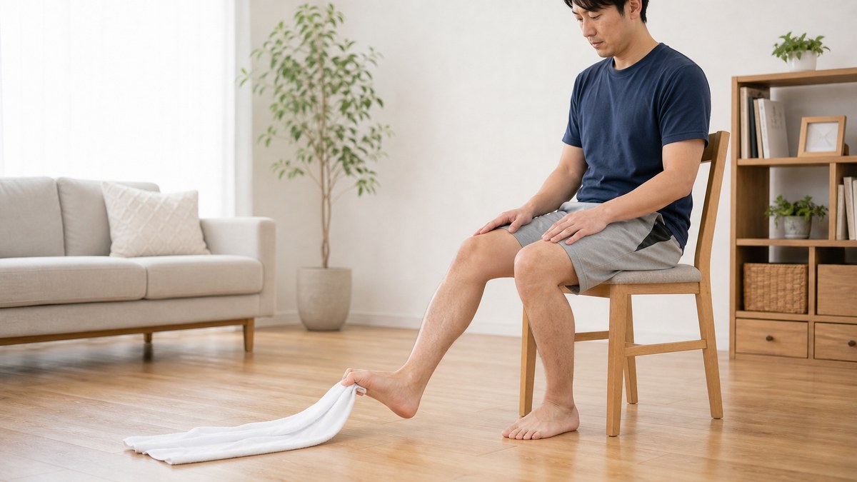 足の指をやさしく動かすセルフケアイメージ