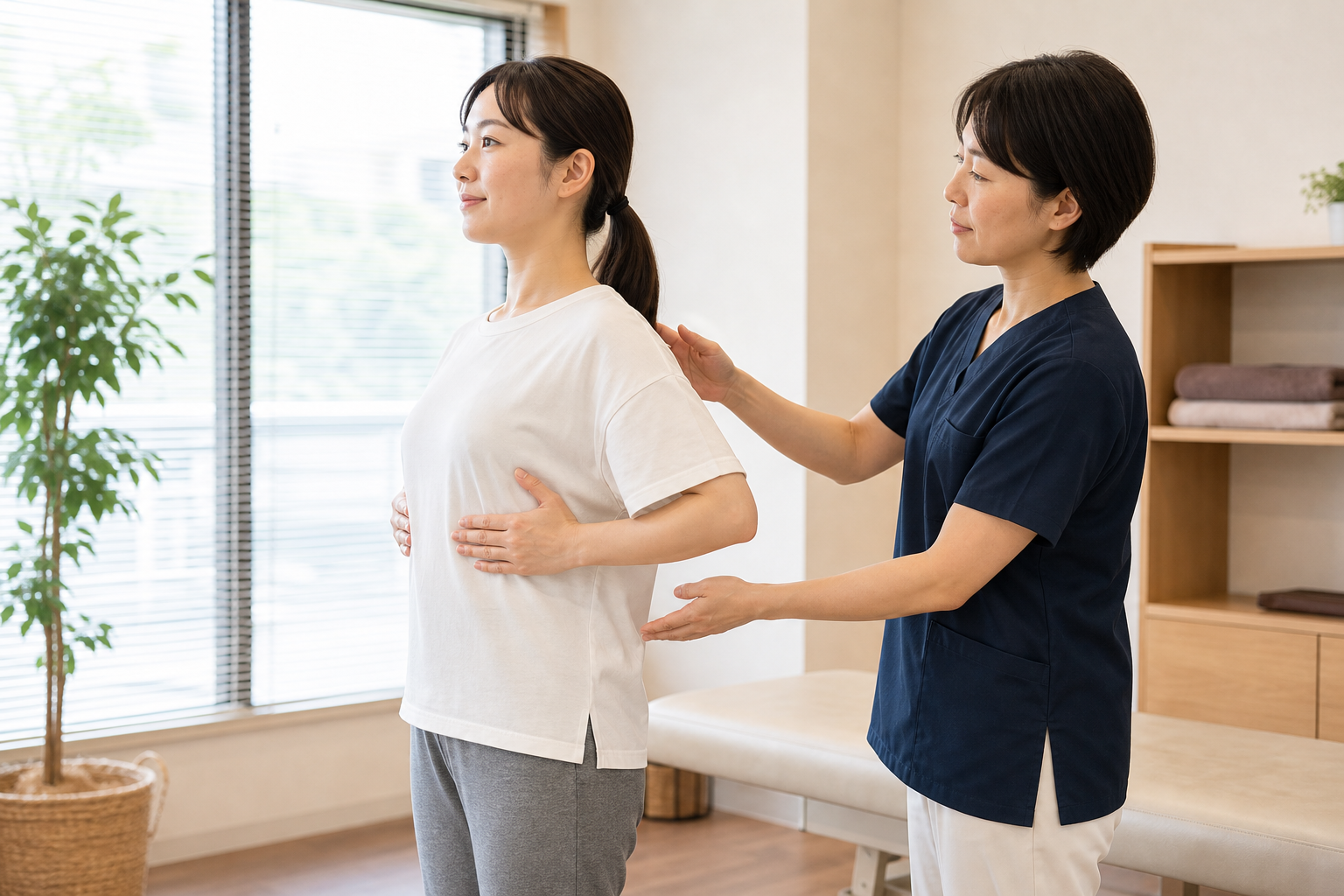 胸を開いて姿勢を整えるストレッチのイメージ