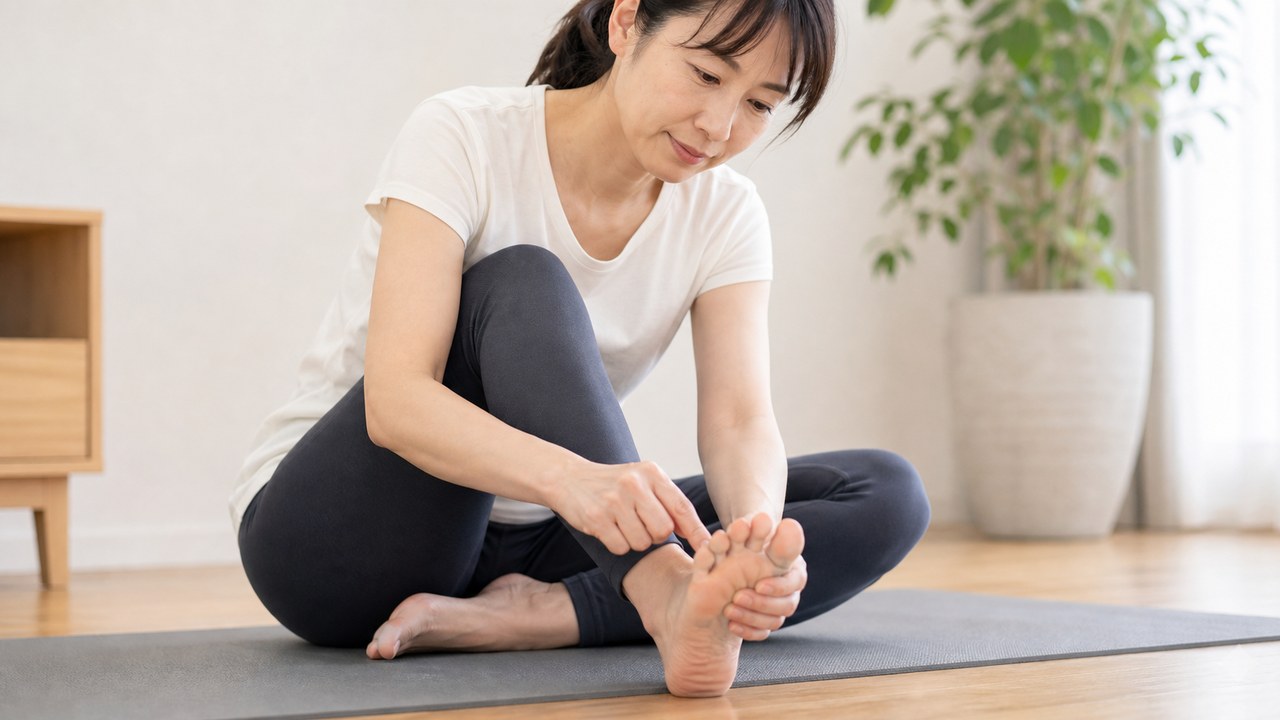 モートン病の仕組みと足の指の付け根を確認するイメージ