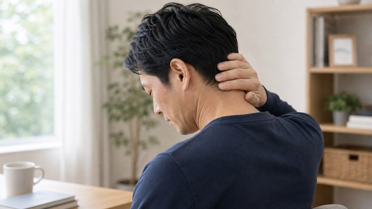 後頭部にピリッとした痛みを感じる人のイメージ