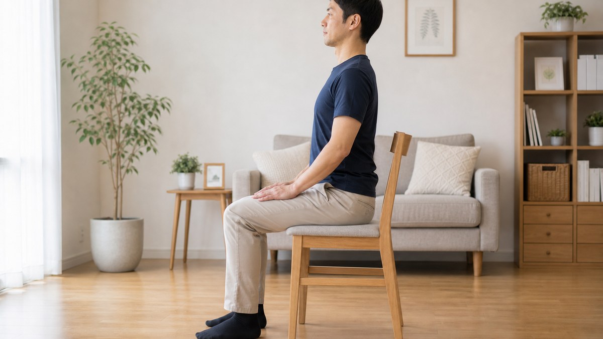 骨盤を立てて頭を引き上げる座り方のイメージ