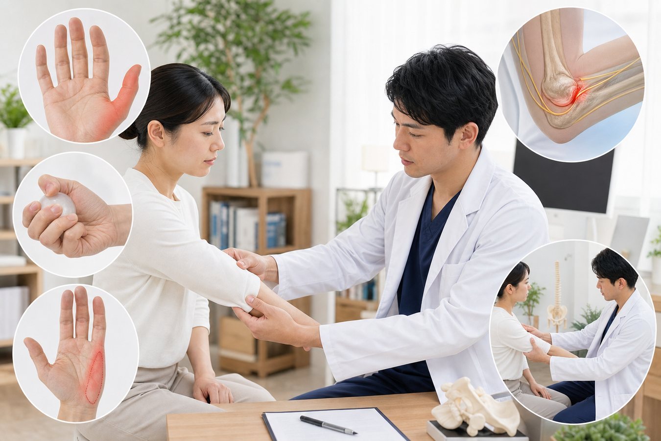 胸郭出口症候群で医療機関へ相談したい症状を確認するイメージ