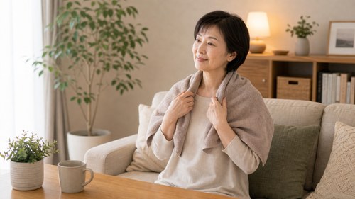 体をあたためる女性