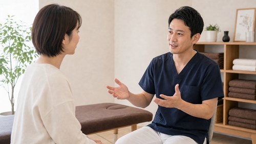 ソフト整体の考え方を説明する様子