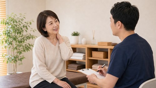バキバキしない施術について相談する女性