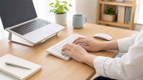 手首に負担のかからない姿勢で作業する様子