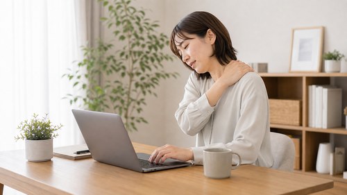 流山でデスクワーク肩こりに整体を考える女性