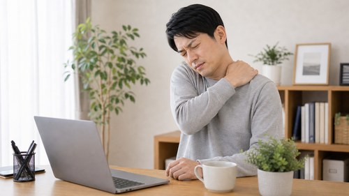 肩こりのサインに気づく男性