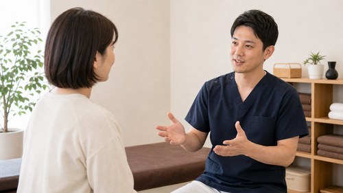 肩こり整体でできることを相談する様子