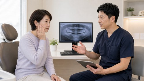 顎関節症について歯科口腔外科で相談する様子