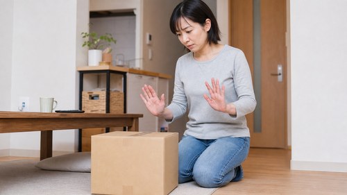 急性期に無理な荷物運びを避ける女性