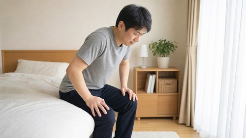 急性期にゆっくり体を動かす男性