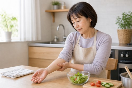 手首と前腕を使いすぎないよう休める様子