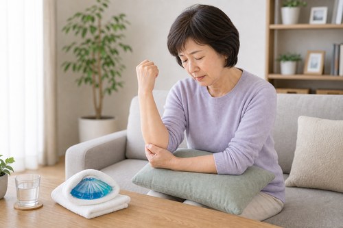 肘の痛みを感じたら早めに休む様子