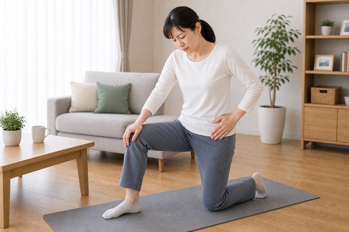 鼠径部痛で痛む動作を無理に続けない女性