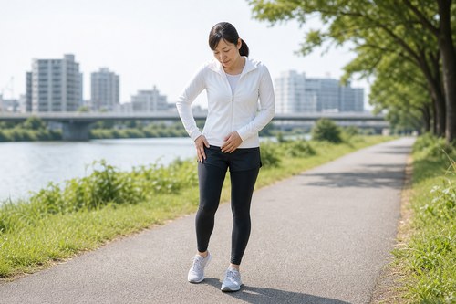 ランニング中に鼠径部周辺の症状を感じる女性