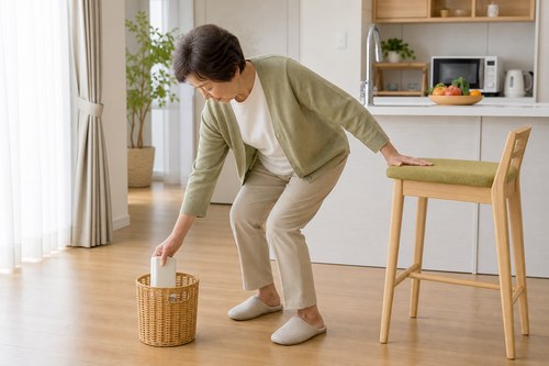 股関節に負担のかかる動作を避ける女性