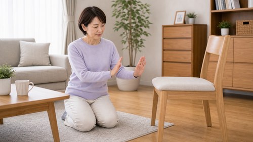 正座や深いしゃがみ込みを避ける女性