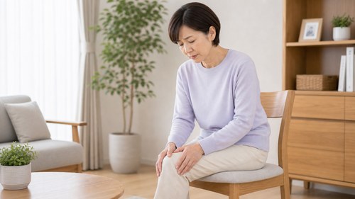 O脚による膝への負担を気にする女性