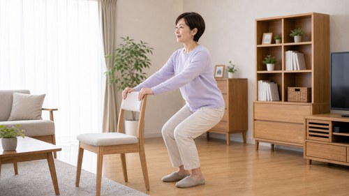 無理のない範囲で脚の筋肉を使う女性