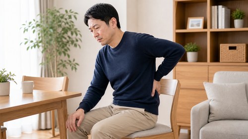 反り腰による腰への負担を気にする男性