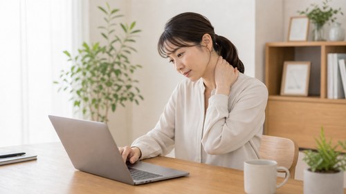流山でストレートネックに整体を考える女性