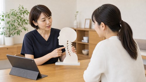 ストレートネックについて相談する様子