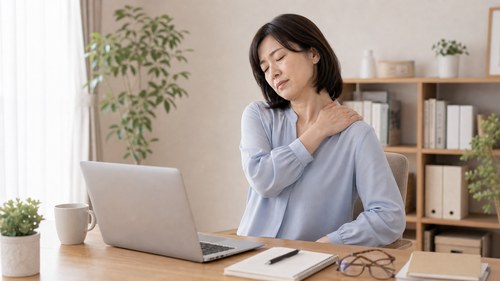 首肩の不調を感じる女性