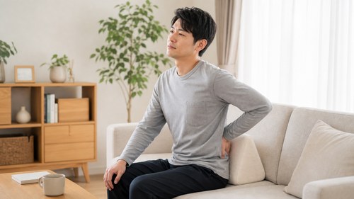 急性期と回復期の腰痛対応を考える男性