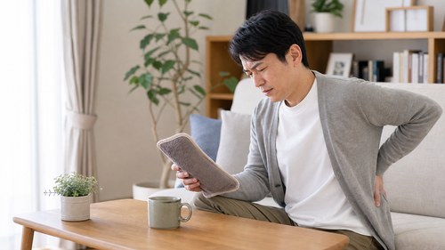 腰痛を自己流で対処するリスクを考える男性