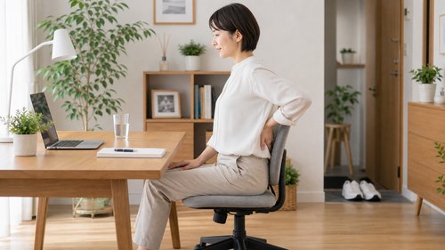 腰痛を防ぐ生活習慣を整える女性