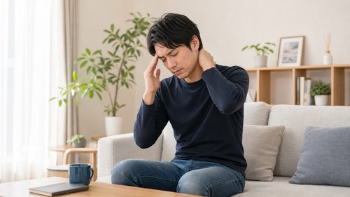 緊張型頭痛のサインに気づく男性
