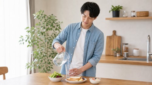 頭痛を防ぐ生活習慣を整える男性