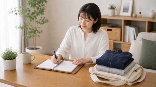 整体に通い続ける予定を立てる女性
