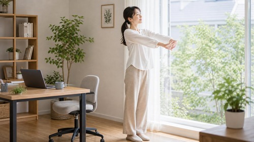 手指のこわばりにつながる生活負担を説明するイメージ