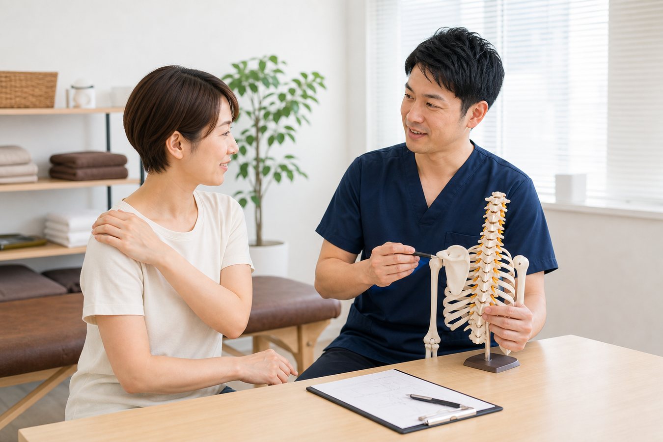 肩こりと生活姿勢を見直すイメージ