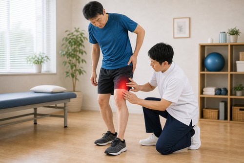 膝だけでなく体全体の使い方を確認するイメージ