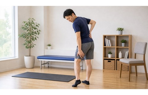 腰椎すべり症が疑われる腰痛と脚のしびれのイメージ