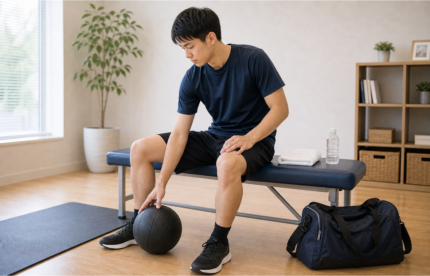 腰を反る動作を控えて負担を減らすセルフケアイメージ