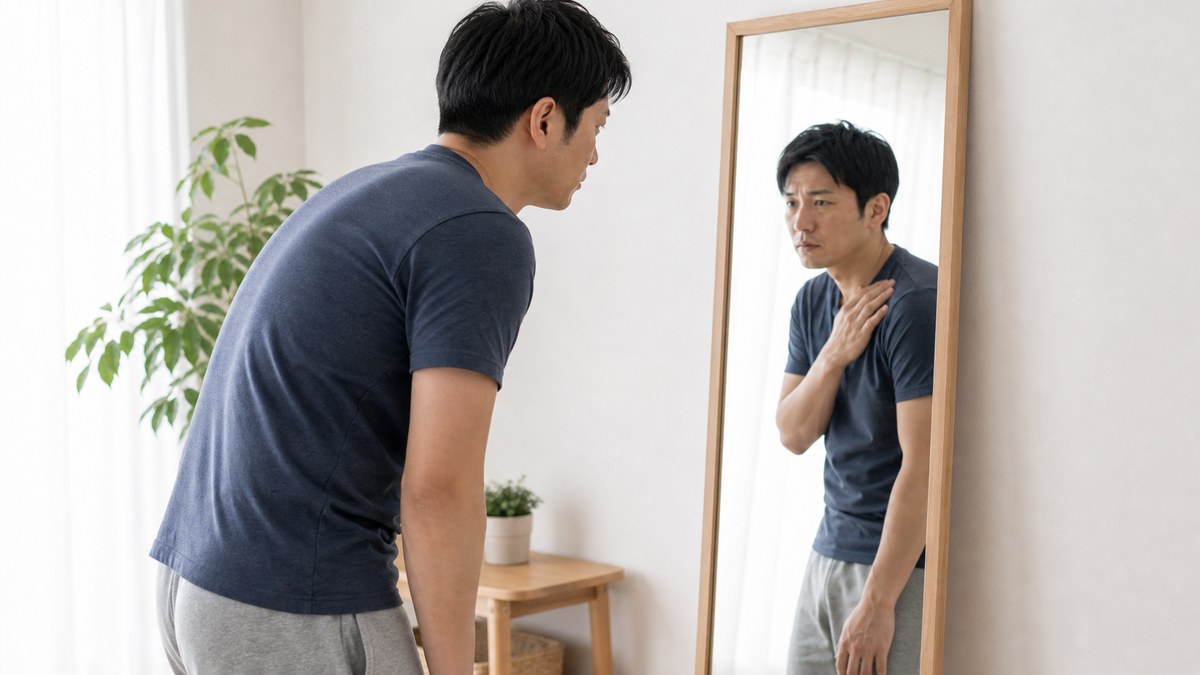 猫背で姿勢や首肩の負担が気になるイメージ