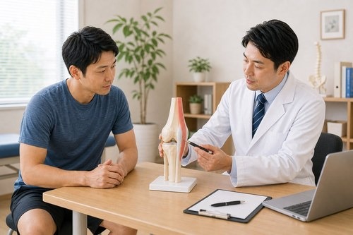 膝の痛みで医療機関へ相談するイメージ