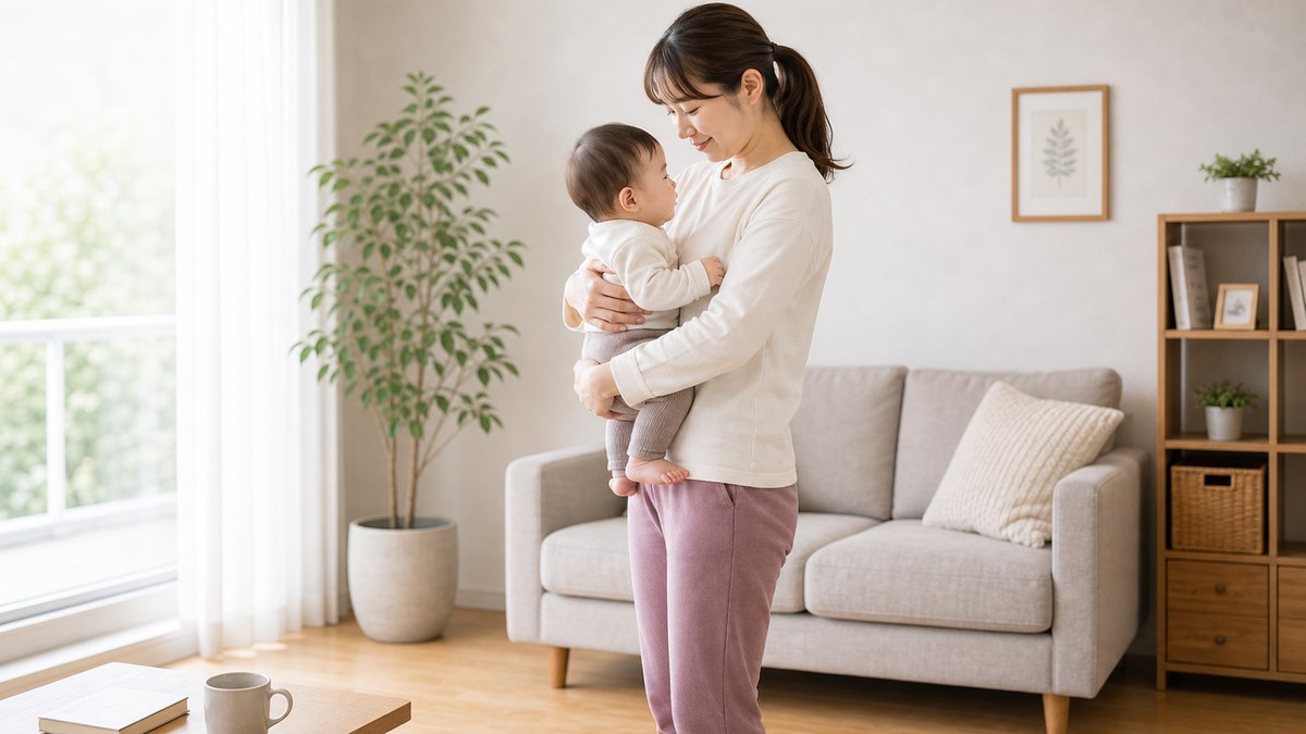 腰に負担がかかりにくい抱っこ姿勢のイメージ