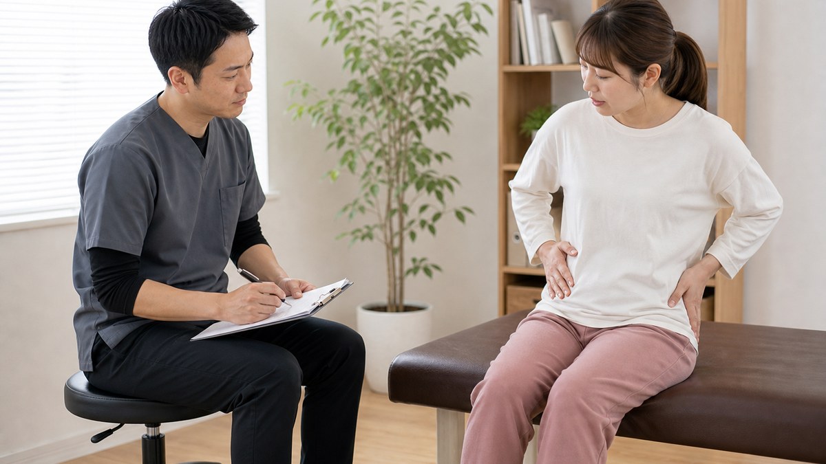産後の股関節痛について相談するイメージ