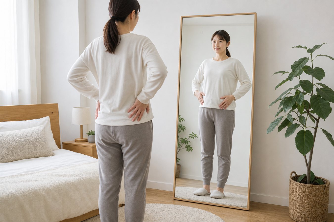 恥骨まわりを守る動作を見直すセルフケアイメージ