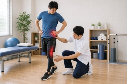 膝のお皿まわりの痛みを確認するイメージ