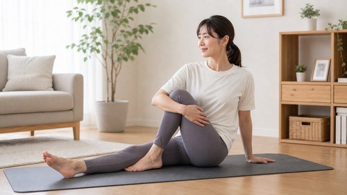 ふくらはぎを動かして足の重だるさを軽減するセルフケアイメージ