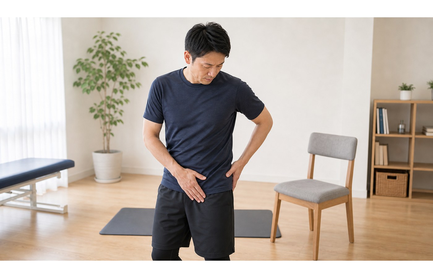 鼠径部痛で股関節や足の付け根まわりを確認するイメージ