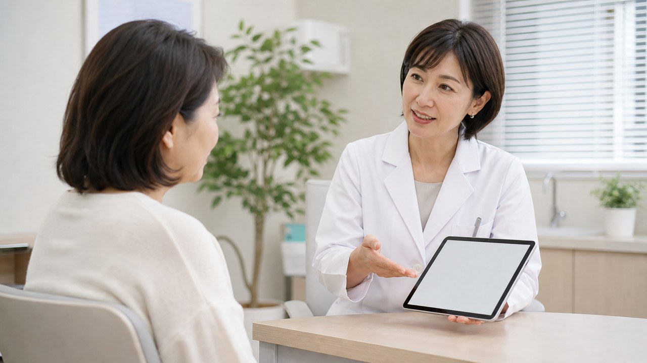更年期の注意が必要な不調を医療機関へ相談するイメージ
