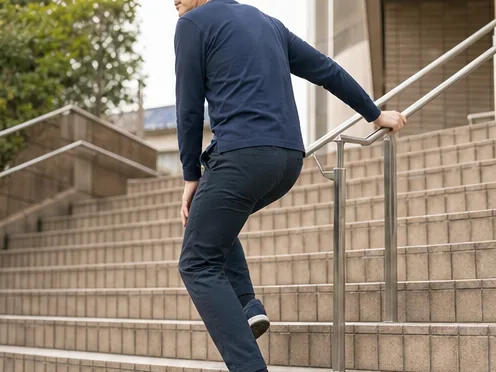 階段を上る男性