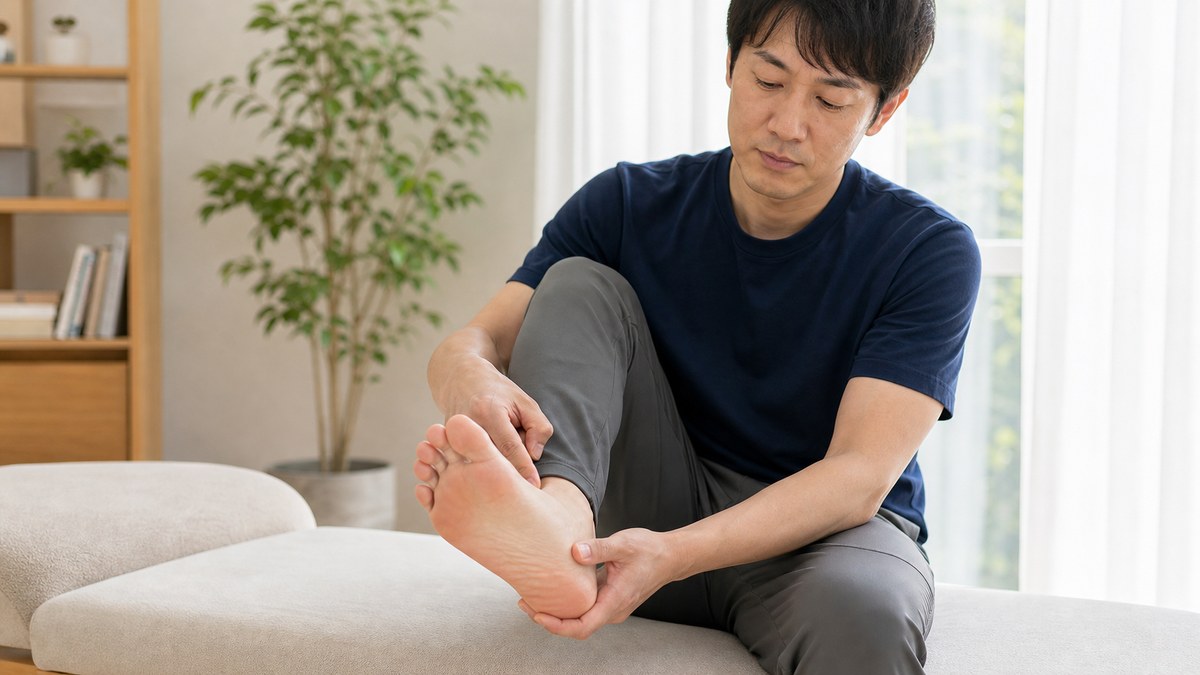 偏平足の仕組みと足のアーチの低下を確認するイメージ